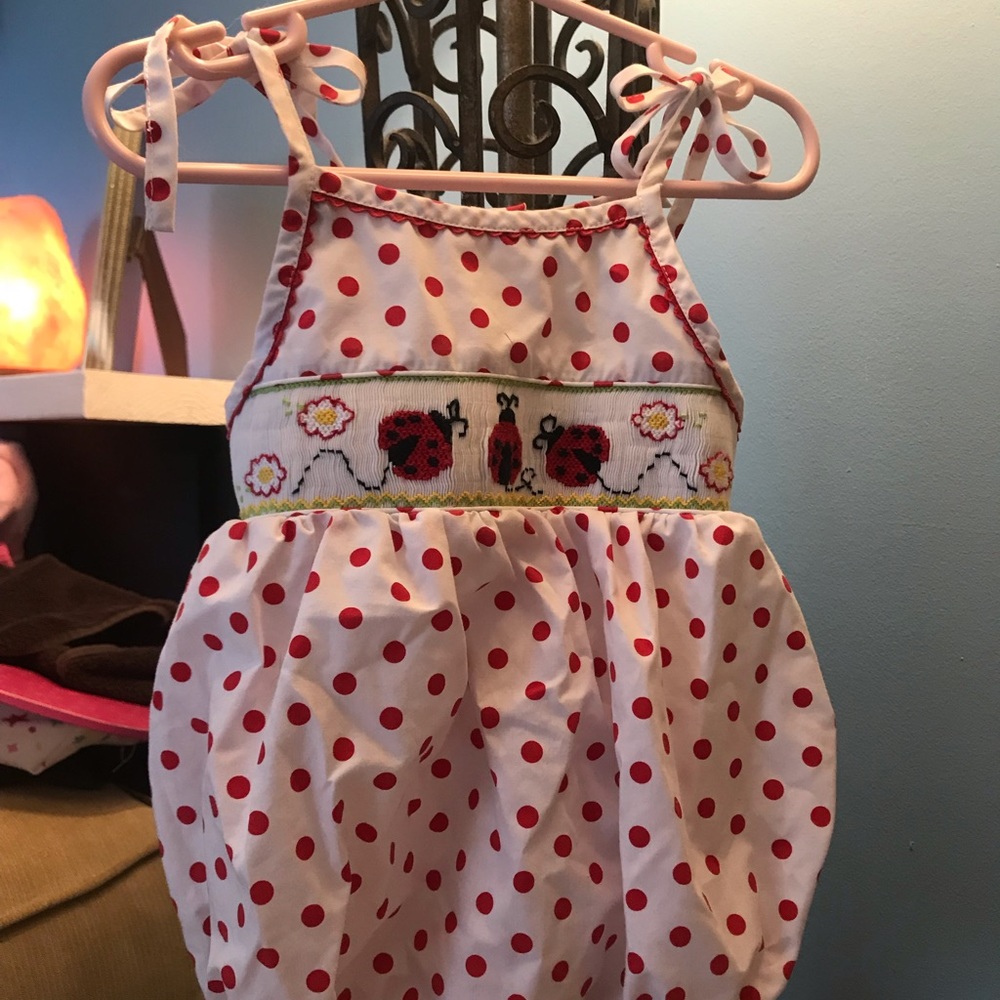 Smocked Lady Bug Bubble 12 Months